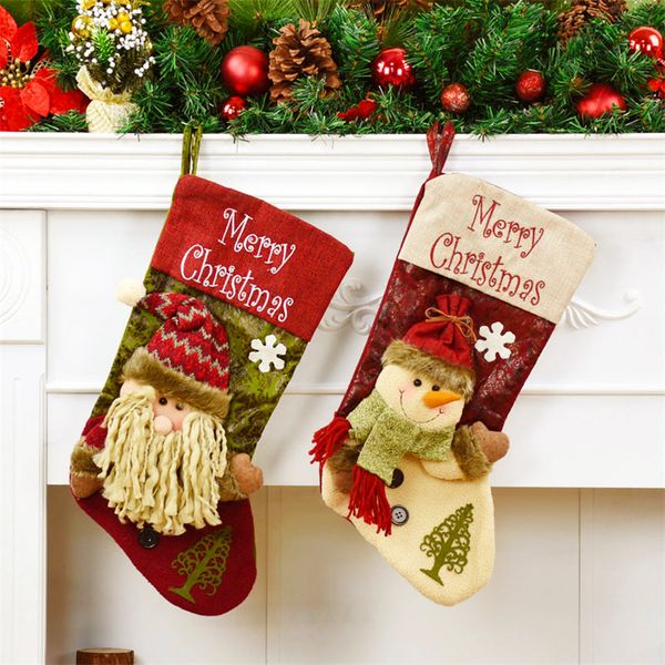

christmas decoration for home xams stocking socks christmas bags gift holder santa claus snowman sacks xmas tree pendant
