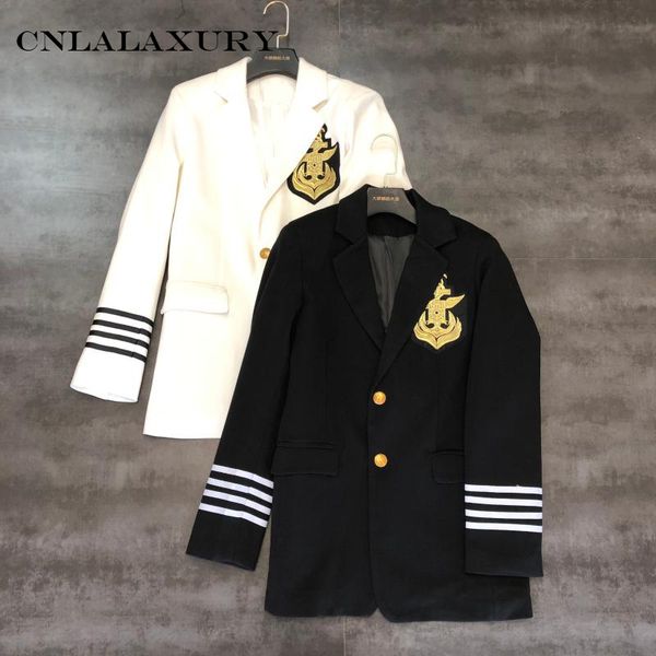 

new notched collar ladies elegant suits long sleeve woman black white blazers and jacket 2019 autumn outwear femenino coat, White;black