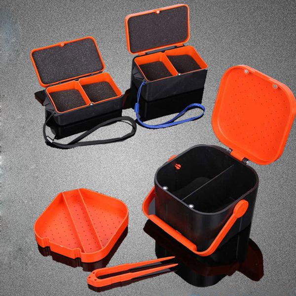 

portable fishing bait lure box abs plastic 2 compartments storage case box multifunctional tackle accessories fishhook als88