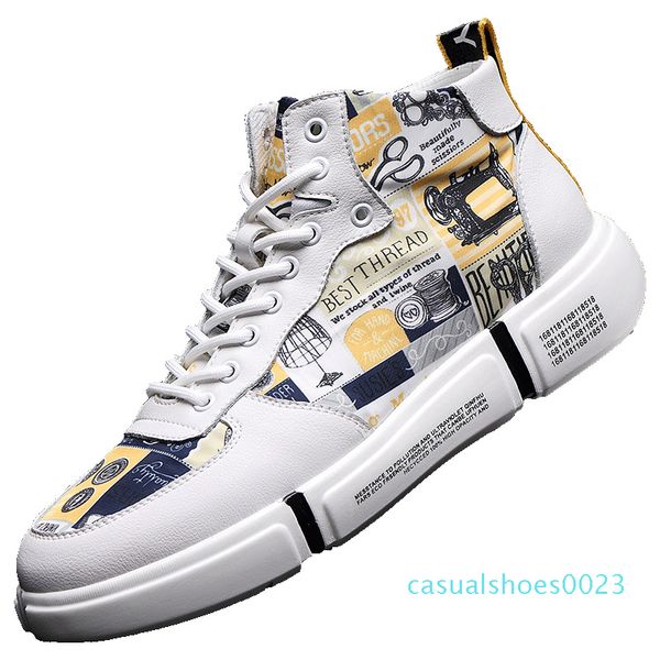 

new men shoes genuine leather 2019 men designer chunky sneakers fashion men casual shoe high platform sneakers big size 47 c23, Black