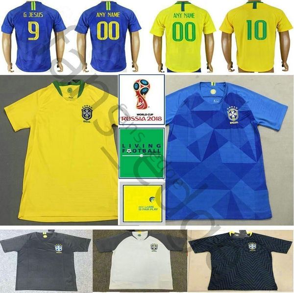 

2018 world cup soccer jerseys 10 pele ronaldinho g.jesus willian marcelo coutonho paulinho casemiro custom football shirt, Black;yellow