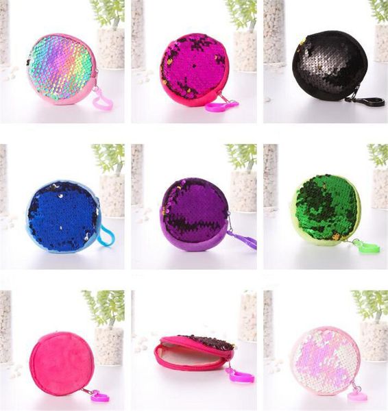 

sequin round coin wallet mini girl change money storage keychain bag party favor girl keyring keyholder handbag gift dc751, Red;black