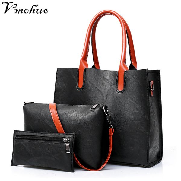 

vmohuo 3pcs/set women handbags set fashion composite handle bags female shoulder hand bags solid color lady clutches
