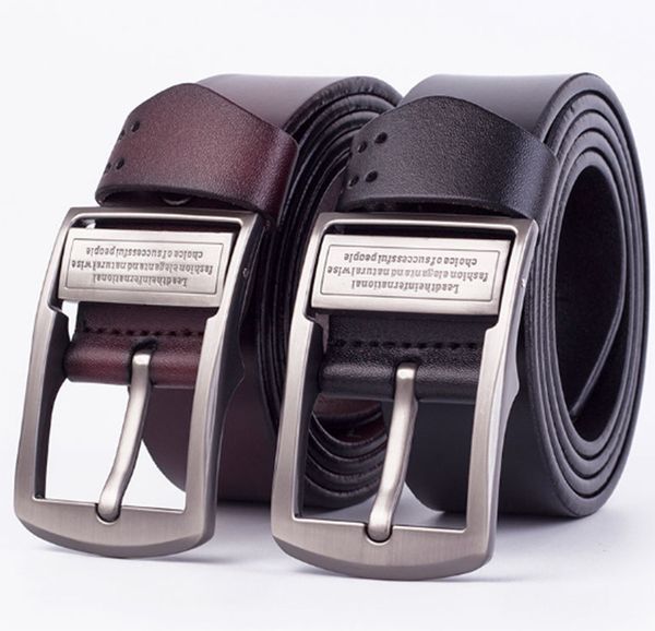 

2019 europe and the united states new fashion casual men's leather pin buckle leather letters classic retro belt, Black;brown
