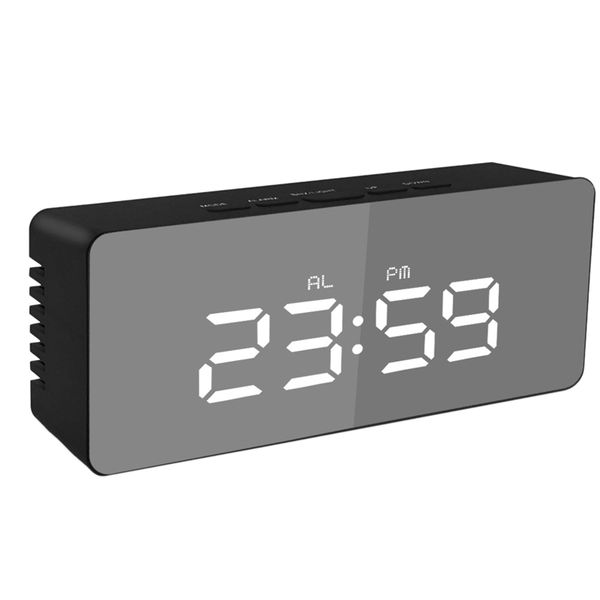 

led alarm clock multifunction digital electronic led mirror clock temperature large display mirror black