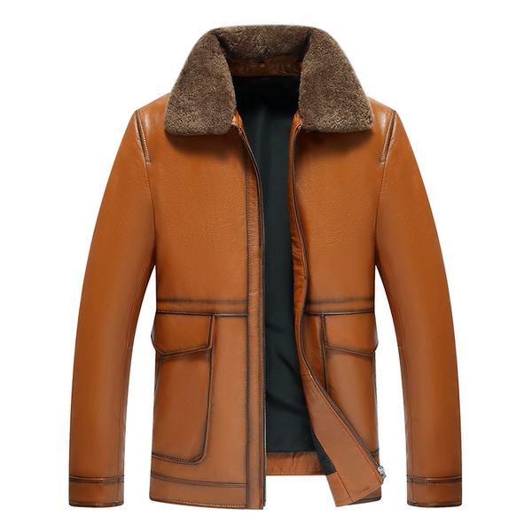 

new brand classic men 100% cow leather jackets men's genuine leather jacket.casual coat, Black