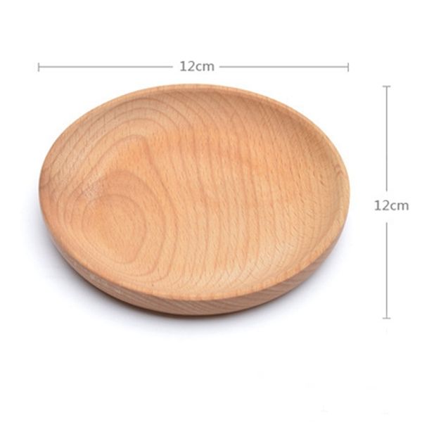 

6pcs beech wood round dinner plate western food round dessert serving tray snack fruit dry fruit organizer holder home decor disposable flat