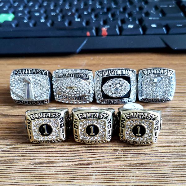 

2011/2012/2013/2014/2015/2016/2017 fantasy football rings set jewelry men, Golden;silver