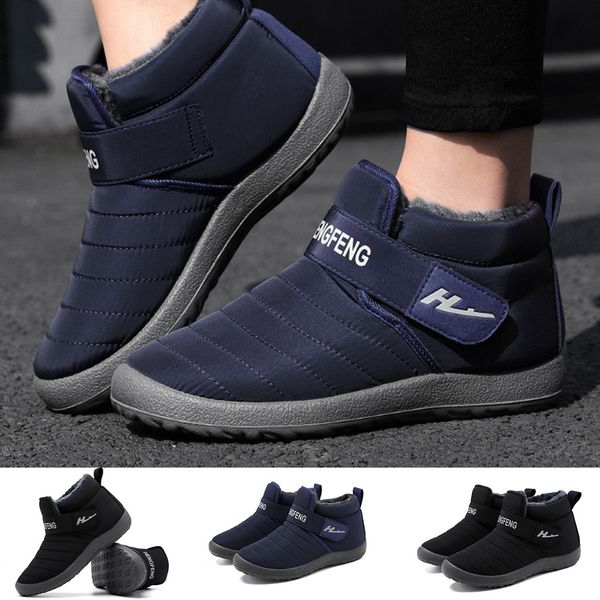 

men boots ankle snow boots plus size men winter shoes warm snow shoes winter plush waterproof sneakers mens footwear boot, Black