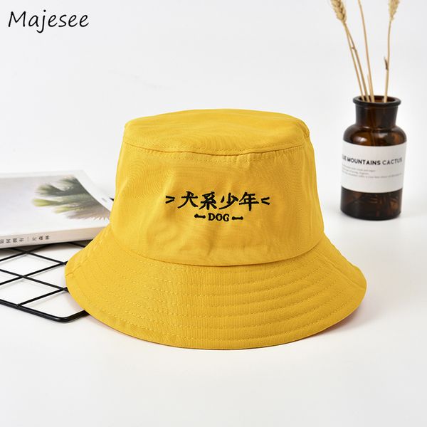 

bucket hats women solid summer sun shading outdoor letter printed womens hat chic japanese style kawaii all-match trendy leisure, Blue;gray