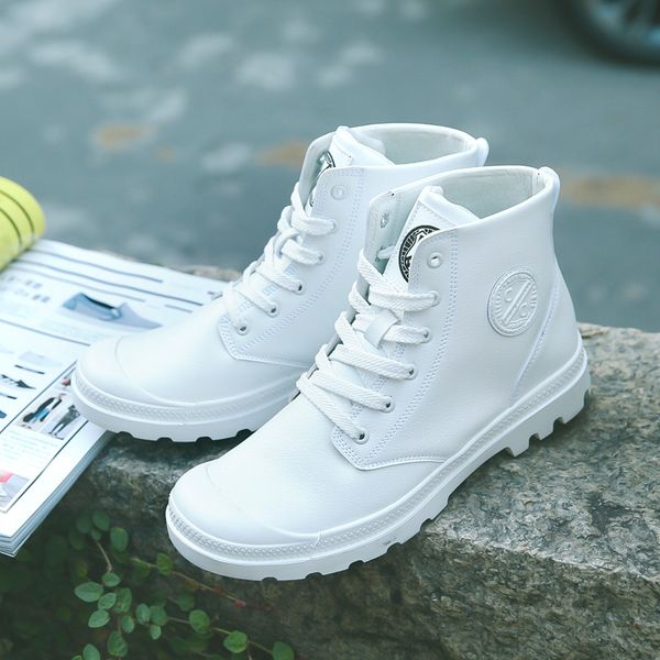 

thestron new autumn winter boots men leather casual shoes white black comfortable warm ankle boots for men high footwear