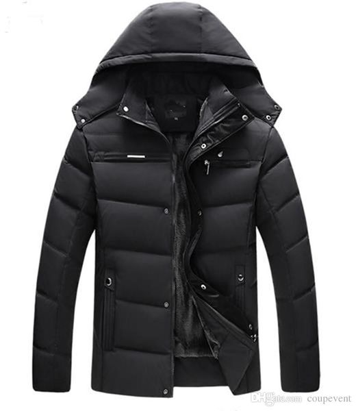 

fashion mens down-filled coat winter warm zipper coats casual hooded solid color thick jacket male clothing, Black;brown