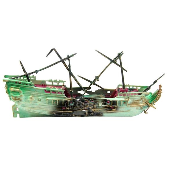 

aquarium fish tank aquarium landscaping decoration selling beautiful large broken boat-shaped fish tank separation wreck t6
