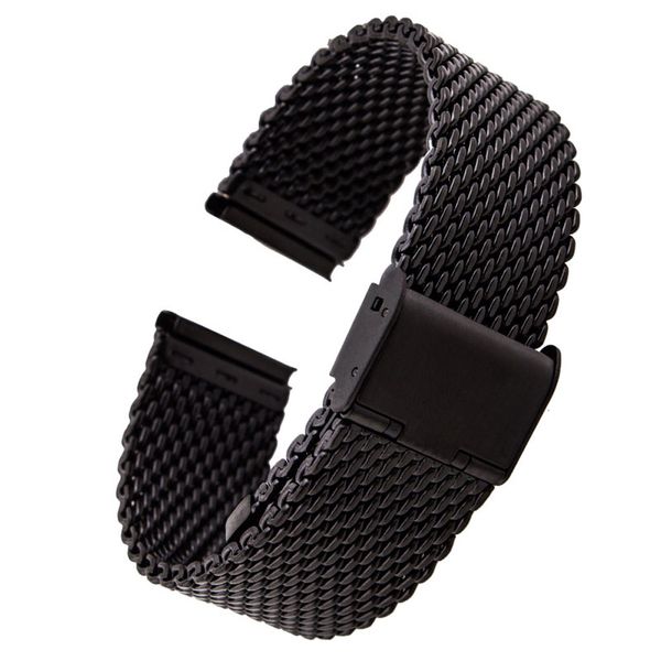 

20mm 22mm solid milanese mesh stainless steel strap with hook buckle classic black watch watch band straps 2.0cm 2.2cm, Black;brown