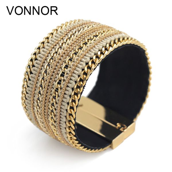 

vonnor jewelry bracelet for women leather bangles bracelets accessories chain bracelets female gift dropshipping, Golden;silver