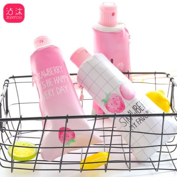 

pretty pu leather toothpaste 2 in 1 pencil case with pencil sharpener pen bag students stationery children's birthday gift