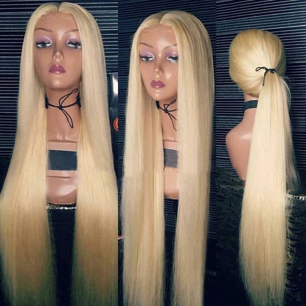 

фантазия красоты прямой 613 блондинка полный конец 360 кружева фронтальные парики человеческих волос реми бразильский парик с волосами младе, Black;brown