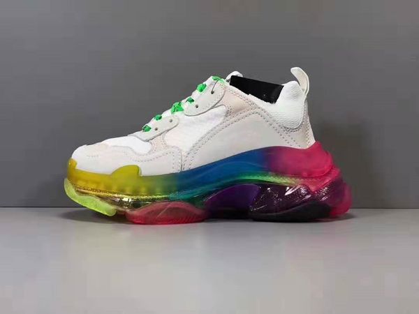 

2019 ladies men's dad fashion casual shoes crystal bottom triple-s casual shoes men's sports shoes retro vintage grandpa coach wit, Black