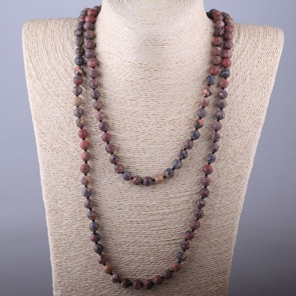 

moodpc fashion bohemian jewelry fashion knotted long halsband leopard skin stones necklace, Silver