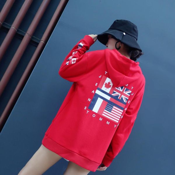 

19fw luxurious us brand design hooded hoodie men women fashion national flag print pullover casual streetwear sweatshirts outdoor sweatshirt, Gray;blue