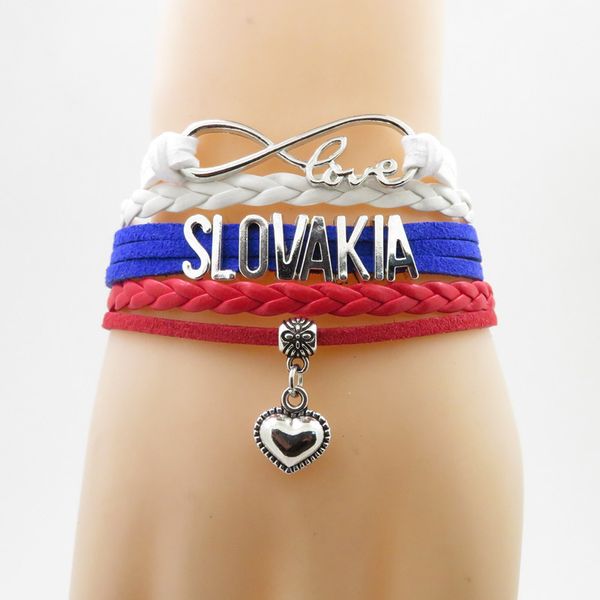 

infinity love slovakia bracelet heart charm bracelet love slovakia country flag bracelets & bangles for woman and man jewelry, Golden;silver