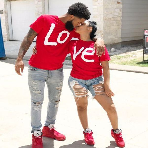 

dayifun tee shirt women men t shirt lo ve red basic t-shirts female casual short sleeve o neck femme 2020 t315, White;black