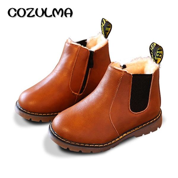 

cozulma autumn winter boys girls sneakers kids sneakers child boys girls martin boots handmade leather boots toddler kids shoes y200103, Black;red