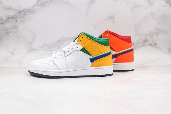 

jumpman 1 mid gs white court purple spirit teal basketball shoes for women men 1s fashion orange yellow designer sports sneakers size 36-45