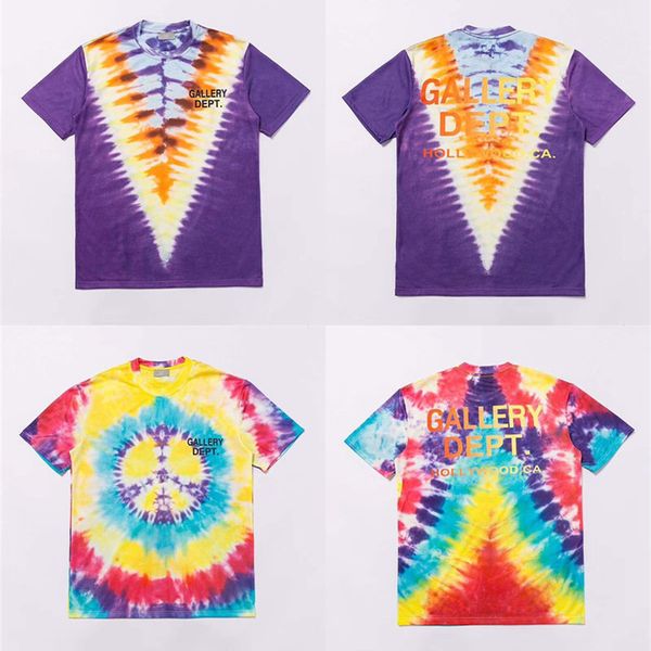 

tie-dye gallery dept t shirt men women smooth cotton hip-hop gallery dept t-shirt tees, White;black