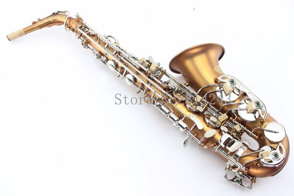 Nova Chegada Banhado Alto Bronze Saxofone Único Café Cor Alto EB Tone Saxofone Pérola Botão Sax com Buceta Frete Grátis