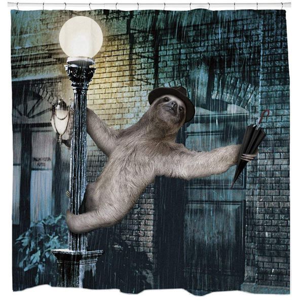 2019 Singing Sloth Shower Curtain Set Funny Bathroom Decor Retro Theme Waterproof Fabric Hooks Included From Ptdiy2 22 Dhgate Com