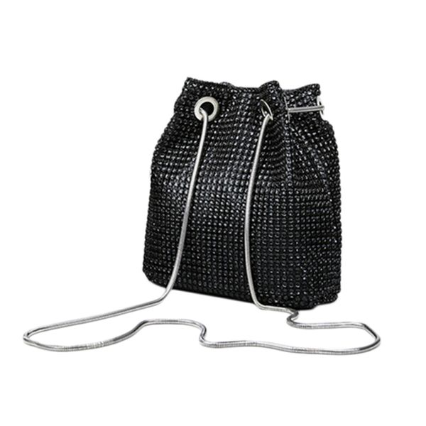 

rhinestone inlaid flash bucket clutch bag for evening party fashion banquet fashion shoulder storage totes bags for women lady