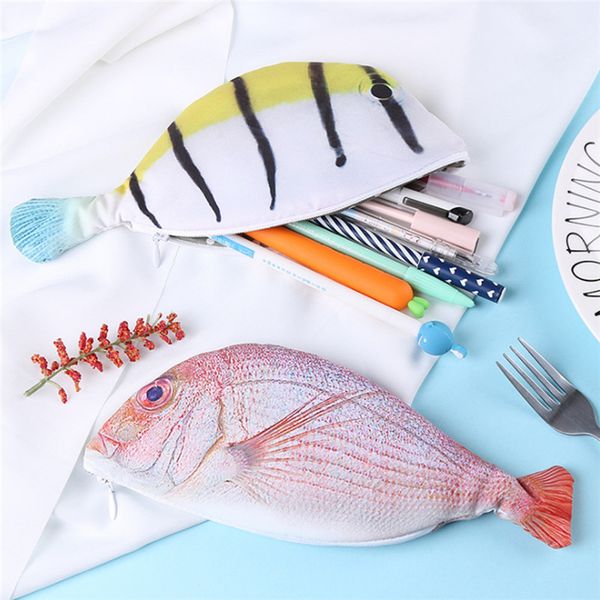 

personality imitation fish pencil cases creative fabric vivid fishes pencil case box stationery school office supplies