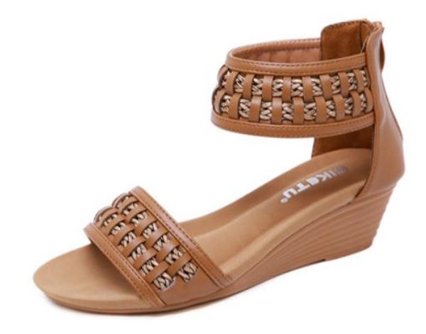 

2019 women's sandals in summer with new style slope heel@173, Black