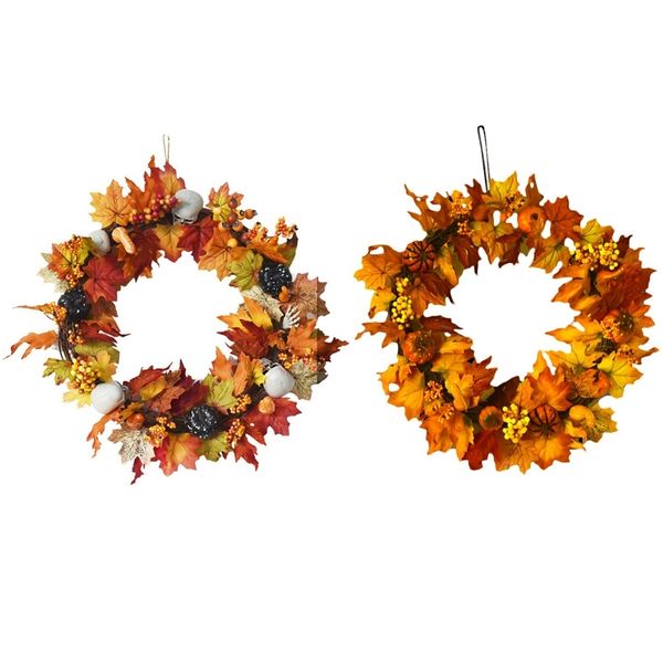 

quality 40cm wreath autumn harvest maple leaf skull pumpkin front door wreath front door home decor party supplies other festive party sup