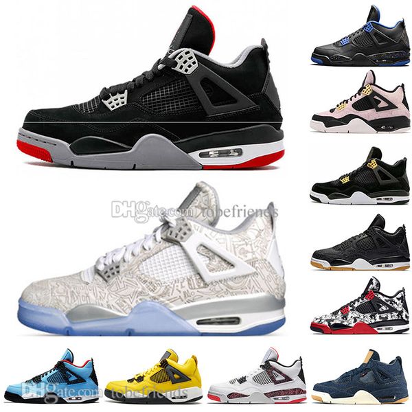 

new bred 4 4s what the cactus jack laser wings mens basketball shoes denim blue tattoo pale citron men sport designer sneakers