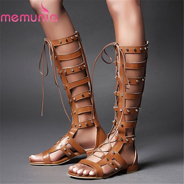

memunia 2020 new fashion sandals women cross tied zip summer gladiator sandals hollow out comfortable flat shoes ladies, Black
