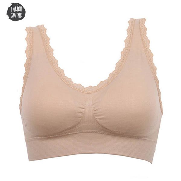 

seamless women lace bra shakeproof tank plus size s fitness 3xl good quality drop shipping, White