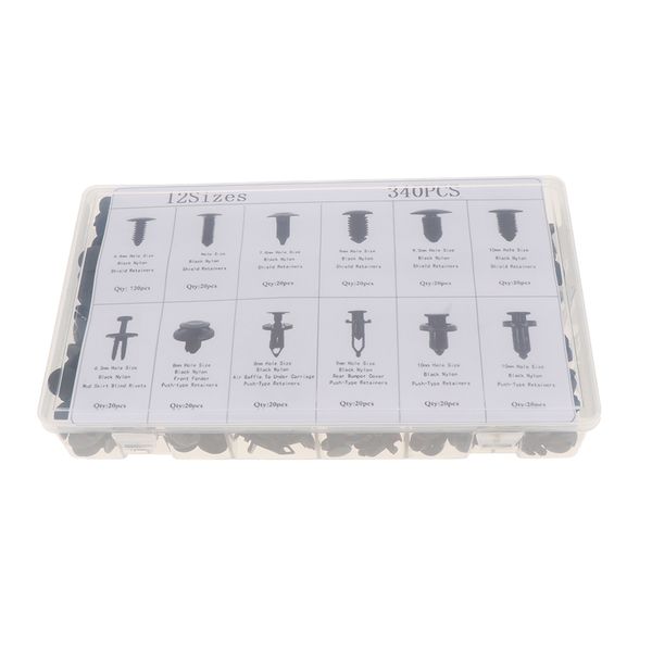 

340 pieces universal car plastic rivets fastener bumper push pin clip he02