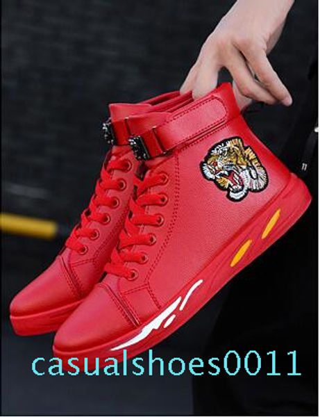 

brand designer tiger print ace embroidered high-sneakers black leather casual fashion luxury red sneakers men's women's clothing c