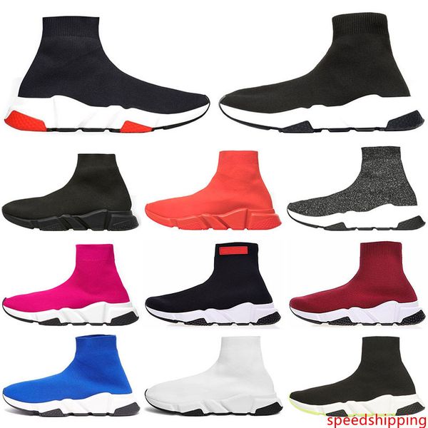 

2019 wholesale designer men women speed trainer luxury shoes black white red flat fashion socks boots sneakers fashion trainers runner