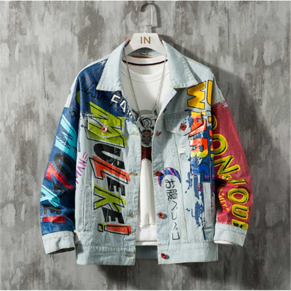 

хип-хоп моды печатных джинсы куртка мужчины хлопок повседневный streetwear короткий стиль джинсовой куртки пальто для мужчин весна куртки, Black;brown