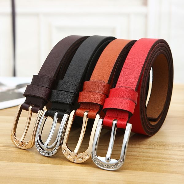 

simple all-match women's pin pin buckle pu leather belt student all-match belt women, Black;brown