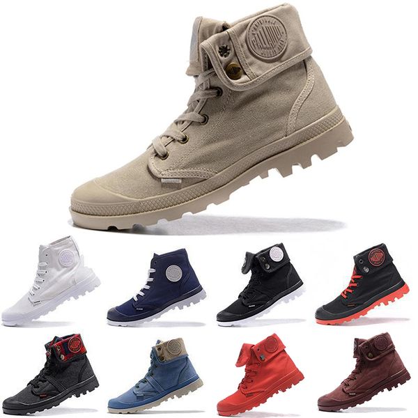 

High-top PALLADIUM Pallabrouse Men Women Black White Red 14 color Designer Army Military Ankle boots Canvas Anti-Slip Casual Sneakers