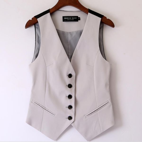 

plus size 4xl v-neck vest women slim waistcoat single breasted sleeveless blazer short vest, Black;white