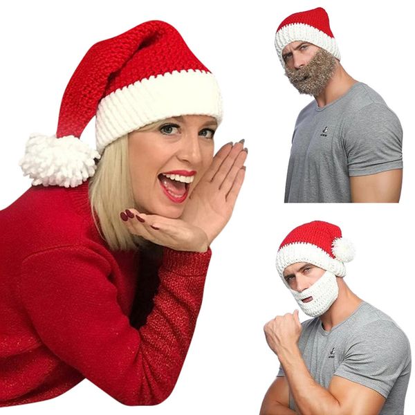 

fashion christmas hat detachable beard warm wool cap new year decorations merry christmas ornaments