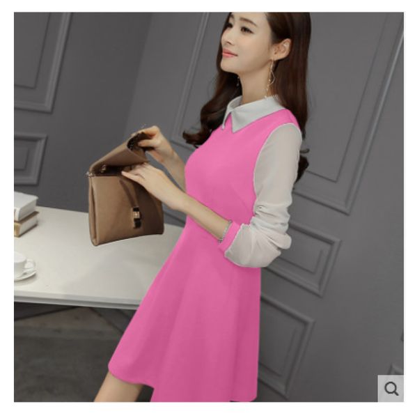 

pink casual dress joker show thin fashion dress, Black;gray