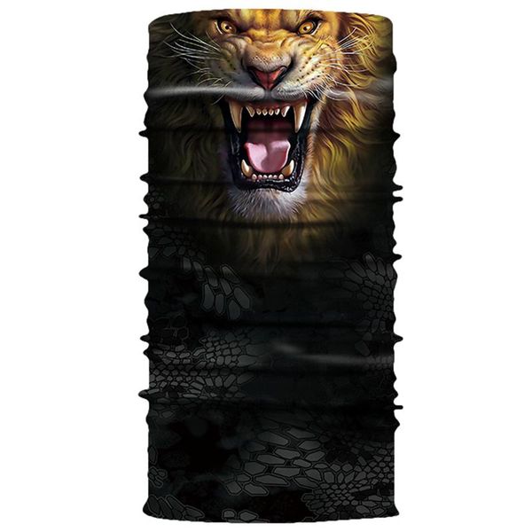 

3d magic towel digital printing lion mask seamless solar cream multifunction towel outdoor riding bib, Black