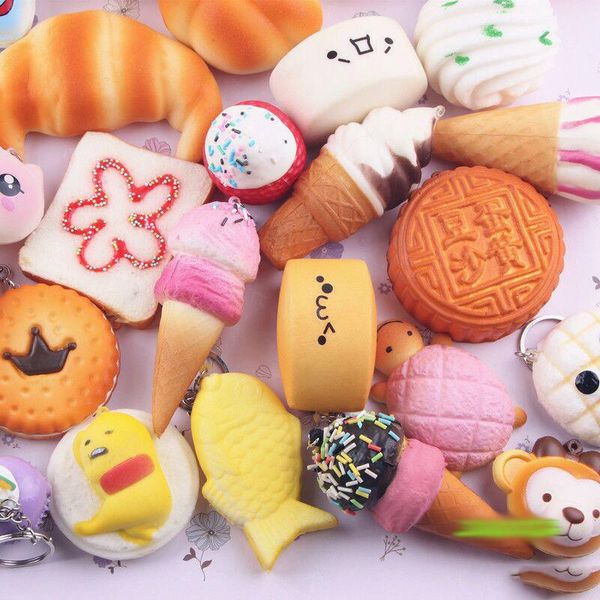 

sell 10pcs/lot slow rising squishy rainbow sweetmeats ice cream cake bread squishies strawberry charm phone straps soft fruit kids toys