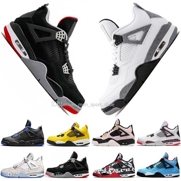 

boys 2019 bred 4 4s what the cactus jack laser wings mens basketball shoes denim blue pale citron men sports designer sneakers 5.5-13